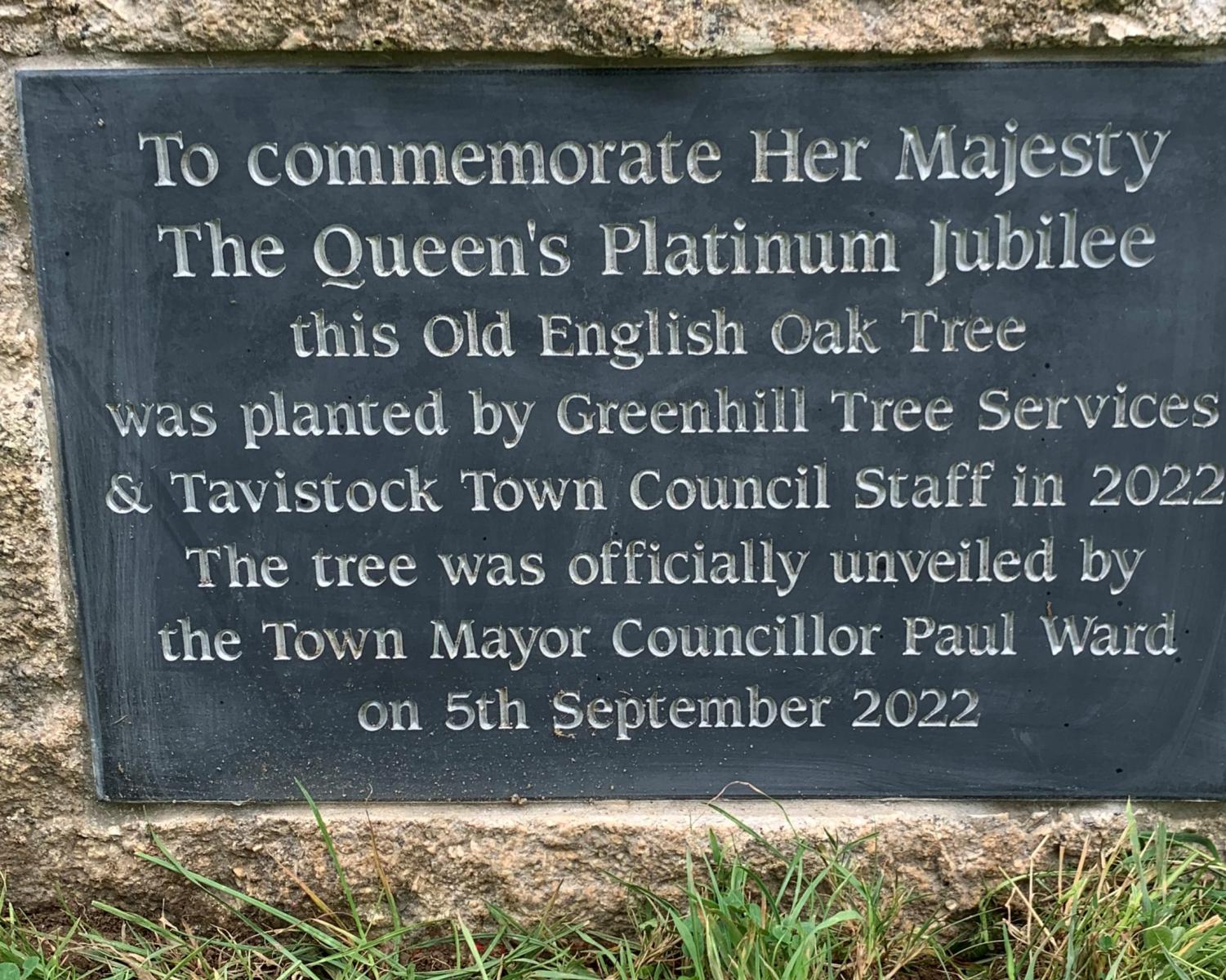 Plaque - English Oak in the Meadows - Queen's Canopy Initiative