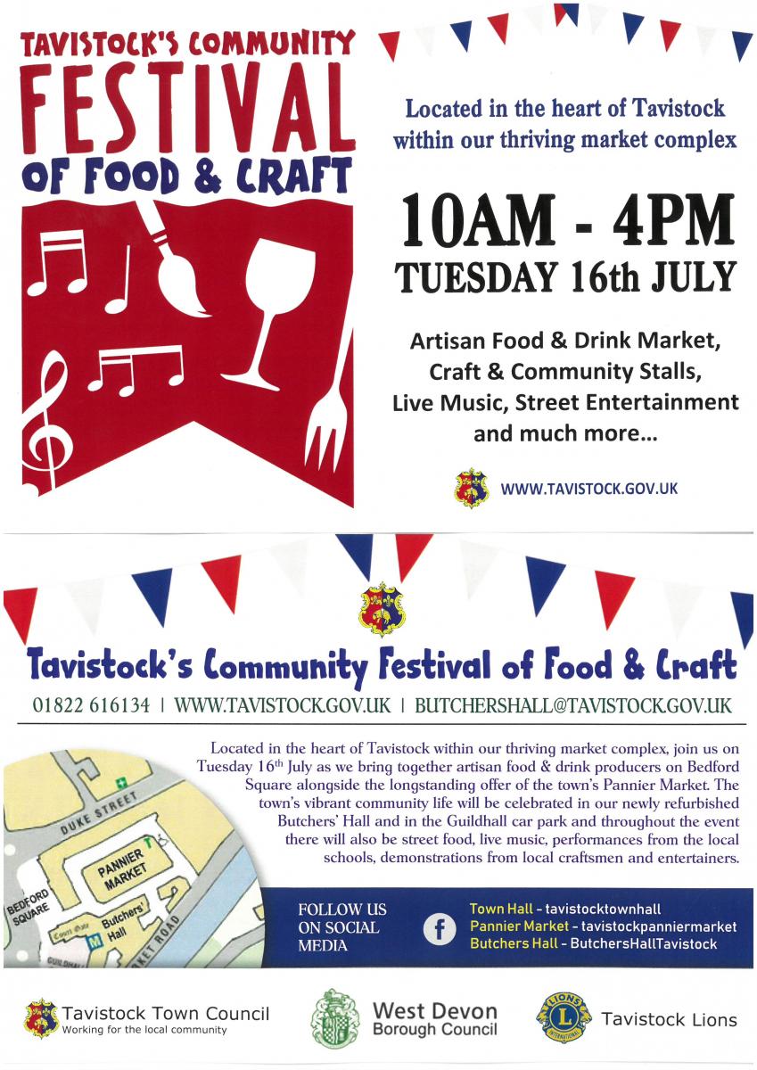 16th July 2019 Tavistock Community Festival of Food & Craft | Tavistock ...